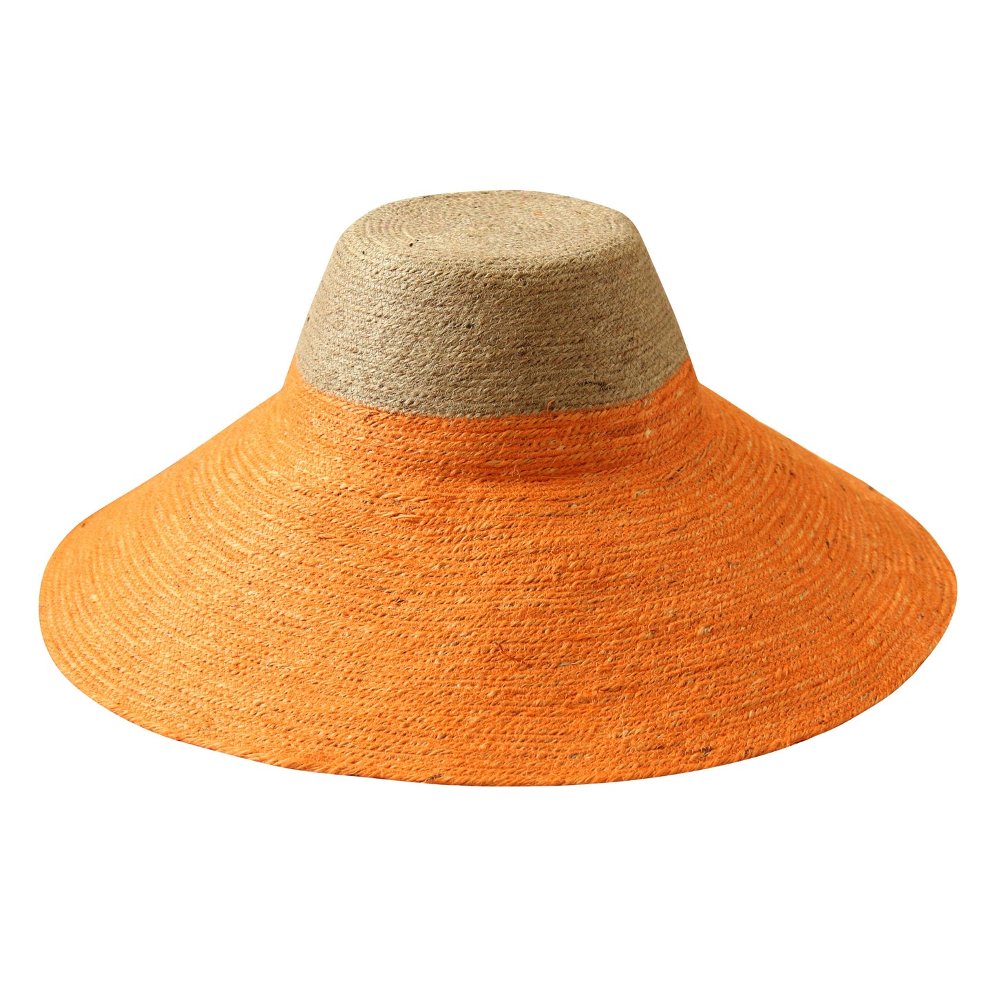 RIRI Duo Jute Handwoven Straw Hat In Pumpkin Orange