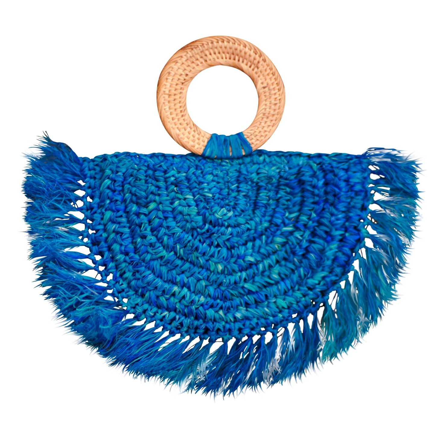 Warrior Raffia Straw Bag in Blue