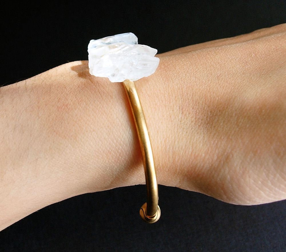 Quartz and Gold Bangle, Quartz Bracelet