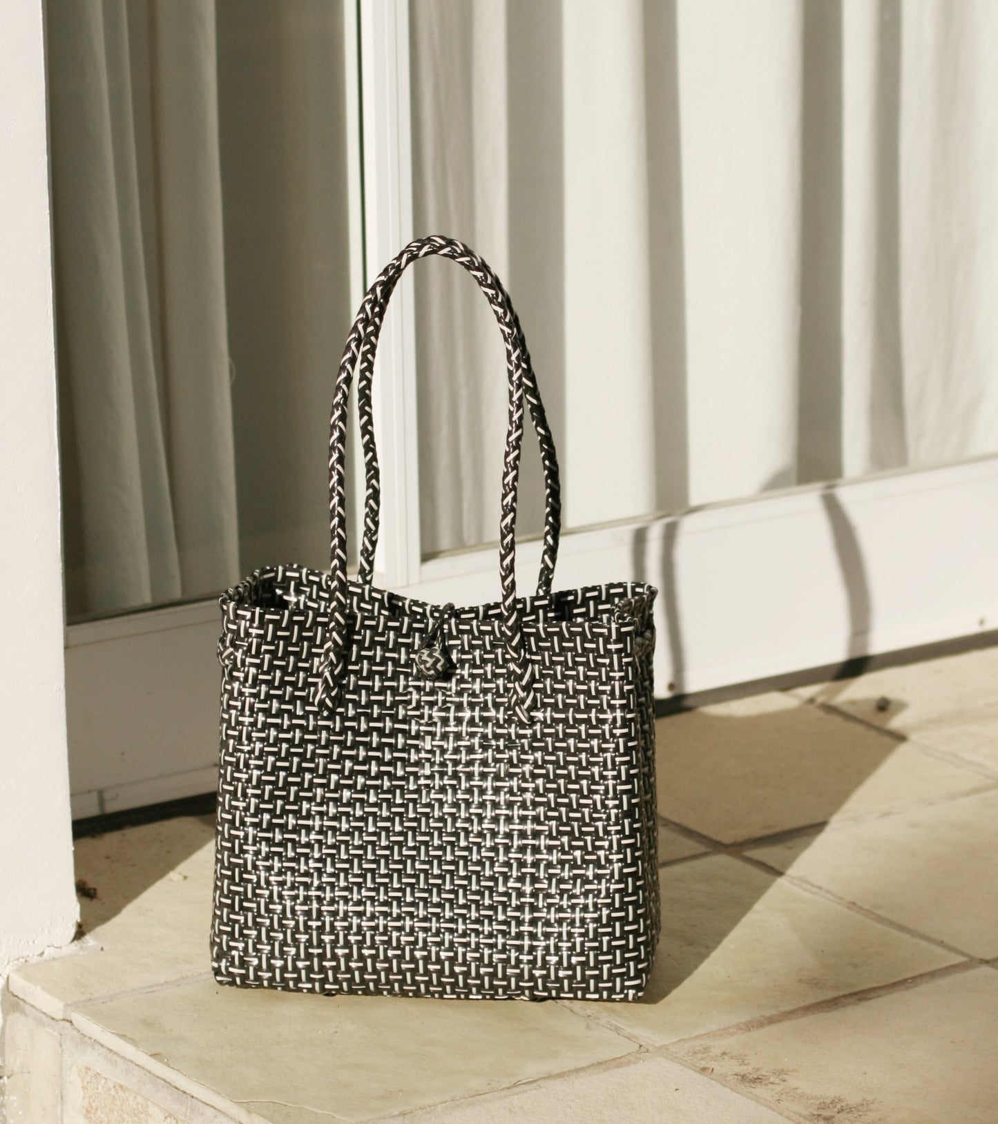 Toko Bazaar Woven Tote Bag - in Black