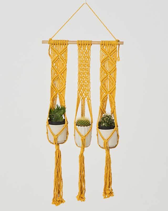 Leon Macrame Plant Holder | Yellow