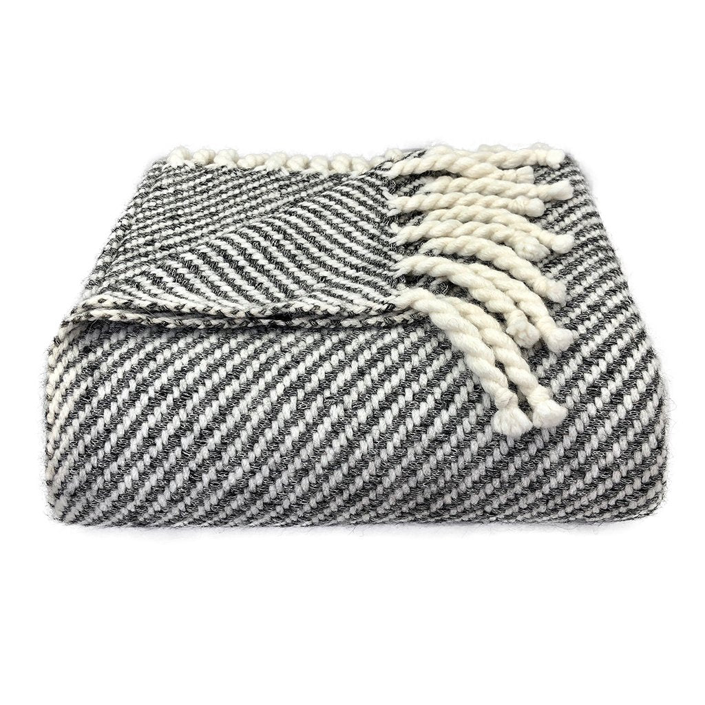 Chunky Black Stripe Alpaca Throw